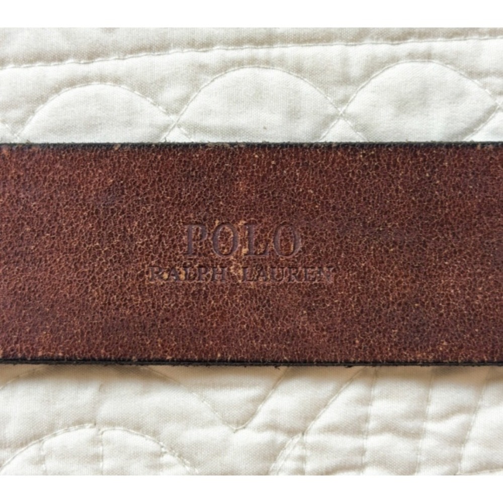 Polo Ralph Lauren Wilton Equestrian D-Ring Leather Belt Brown Brass RL Buckle 34 - Picture 10 of 12
